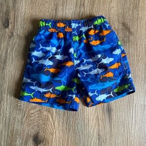 OshKosh B'gosh Shark Print Swim Trunks - Blue, Orange, Green
